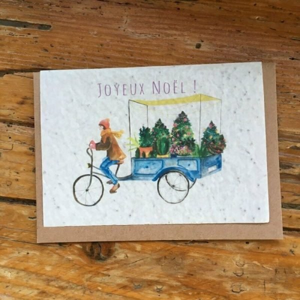 JOYEUX NOEL VELO CARTE A PLANTER