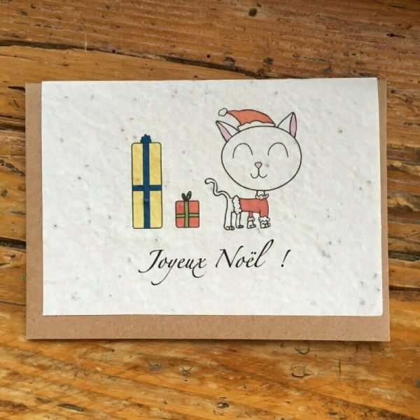 JOYEUX NOEL CHAT CARTE A PLANTER