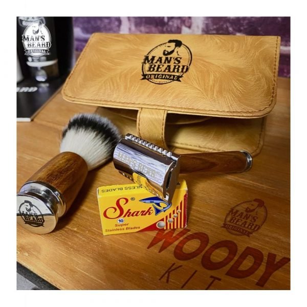 WOODY KIT - COFFRET RASOIR DE SÉCURITÉ BOIS + BLAIREAU