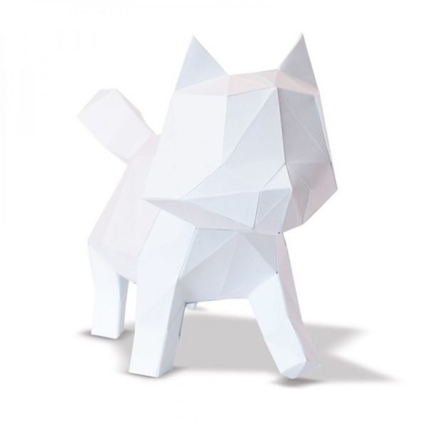 CHAT EN PAPIER 3D - BLANC