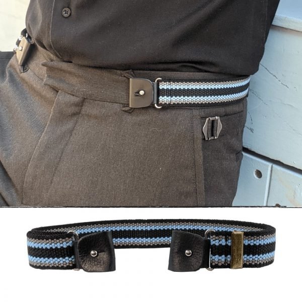 CEINTURE RAYÉE NOIR SANS BOUCLE ADULTE