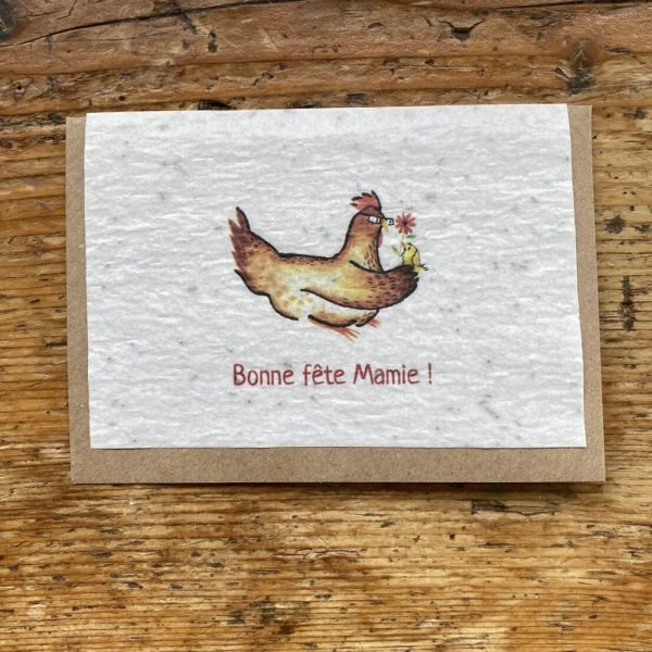BONNE FÊTE MAMIE POULE CARTE À PLANTER