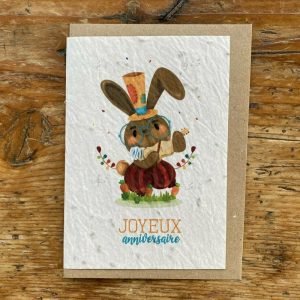 JOYEUX ANNIVERSAIRE LAPIN CARTE À PLANTER