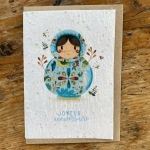 JOYEUX ANNIVERSAIRE POUPÉE RUSSE CARTE À PLANTER
