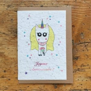 JOYEUX ANNIVERSAIRE LICORNE CARTE À PLANTER