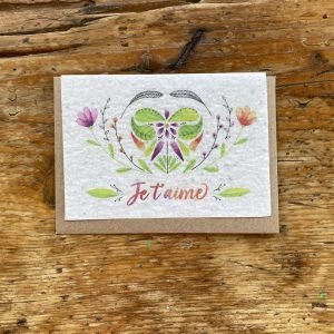 JE T'AIME COEUR FEUILLES CARTE À PLANTER