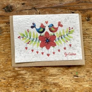 JE T'AIME 2 OISEAUX CARTE À PLANTER