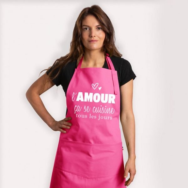 TABLIER - L'AMOUR CA SE CUISINE - ROSE