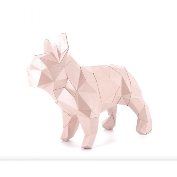 BOULEDOGUE EN PAPIER 3D ROSE IRISÉ