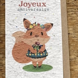 JOYEUX ANNIVERSAIRE RENARD CARTE A PLANTER