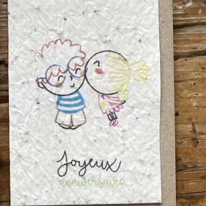 JOYEUX ANNIVERSAIRE BISOU ENFANTS CARTE A PLANTER