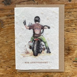 JOYEUX ANNIVERSAIRE MOTARD CARTE A PLANTER