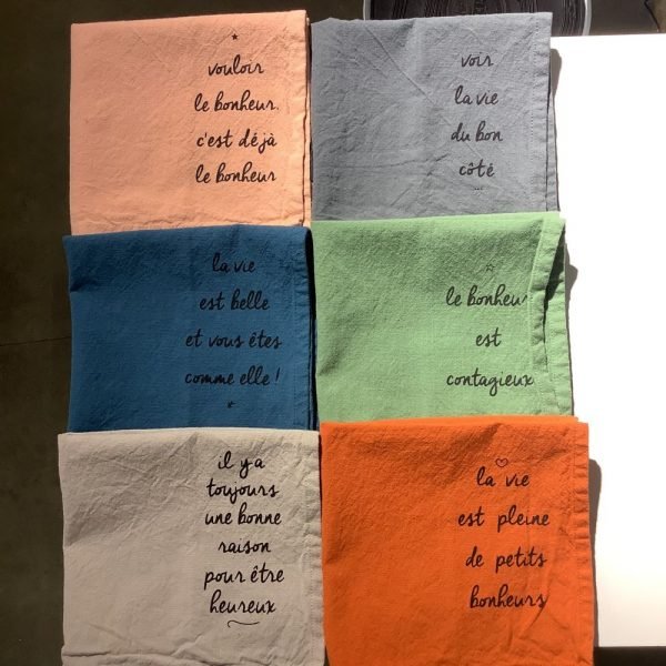 LOT DE 6 SERVIETTES - POSITIVE ATTITUDE