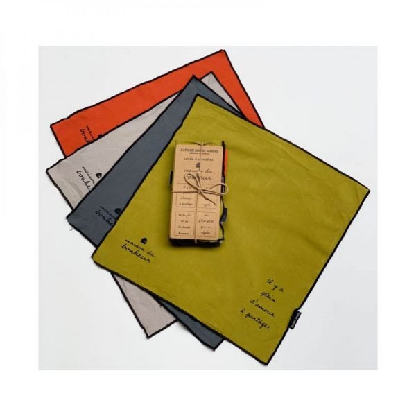 LOT DE 4 SERVIETTES - MAISON DU BONHEUR