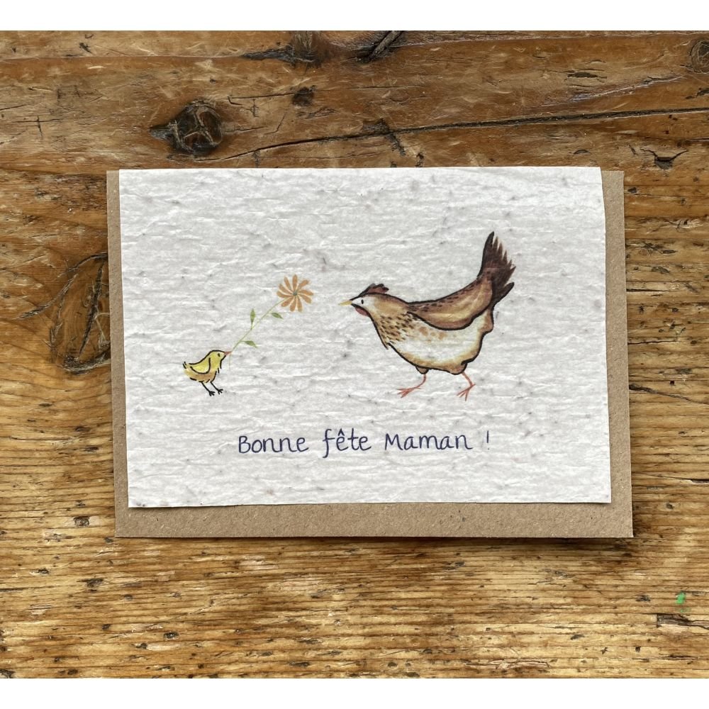 BONNE FETE MAMAN POULE CARTE A PLANTER