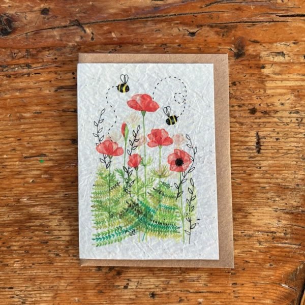 COQUELICOTS ET ABEILLES CARTE A PLANTER