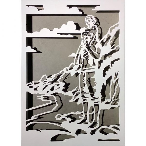 TABLEAU MURAL BLANC LE HAVRE - STATUE BOUT DU MONDE