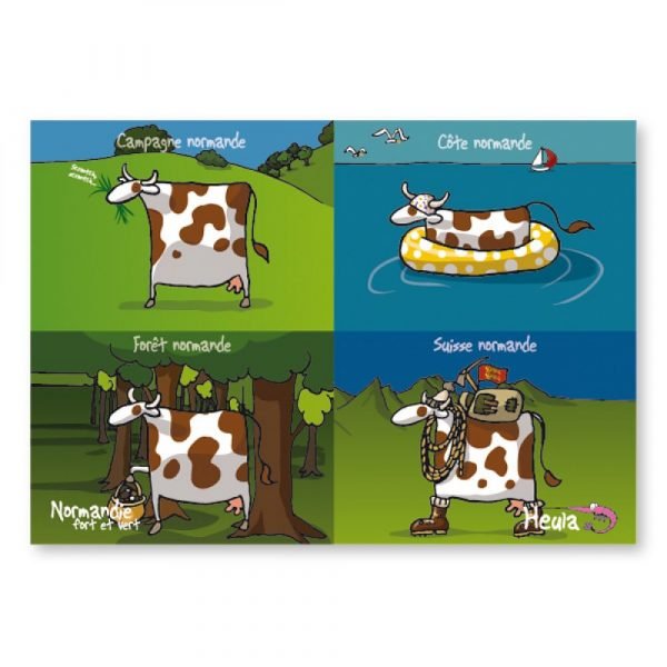 CARTE POSTALE - 4 VACHES