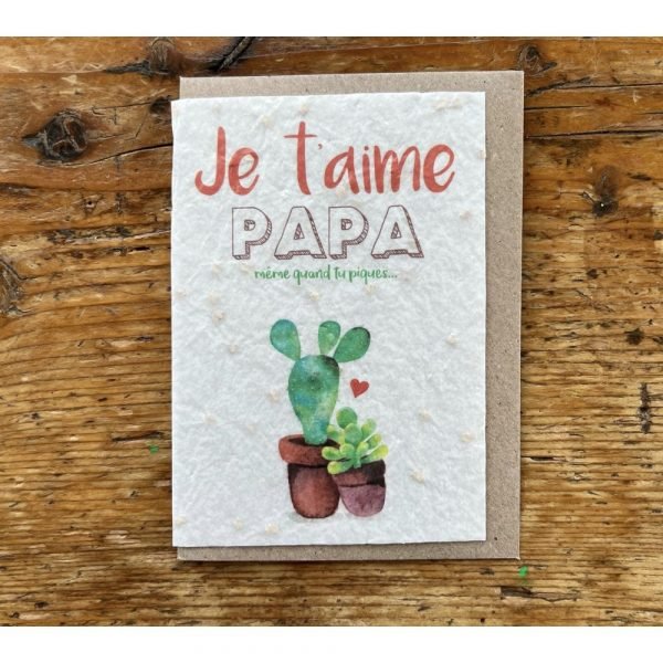 JE T'AIME PAPA CACTUS CARTE A PLANTER