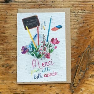 MERCI POUR CETTE ANNÉE ARDOISE CRAYONS CARTE À PLANTER