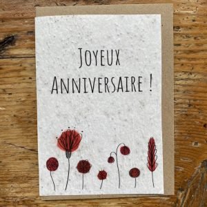 CARTE À PLANTER - JOYEUX ANNIVERSAIRE COQUELICOTS
