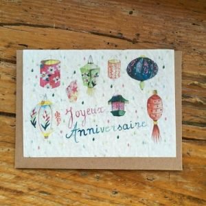 JOYEUX ANNIVERSAIRE LANTERNES CARTE À PLANTER