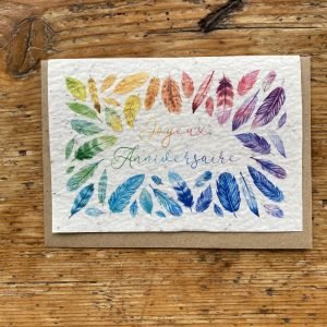 JOYEUX ANNIVERSAIRE PLUMES CARTE À PLANTER