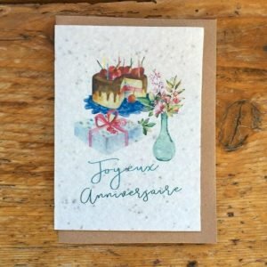 JOYEUX ANNIVERSAIRE GÂTEAU CADEAU CARTE A PLANTER