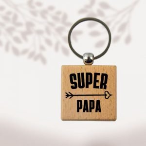 PORTE CLES BOIS - SUPER PAPA