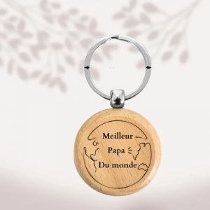 PORTE CLES BOIS - MEILLEUR PAPA DU MONDE