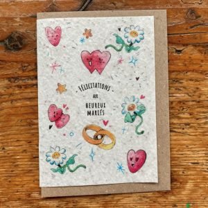 FELICITATIONS AUX HEUREUX MARIÉS CARTE A PLANTER