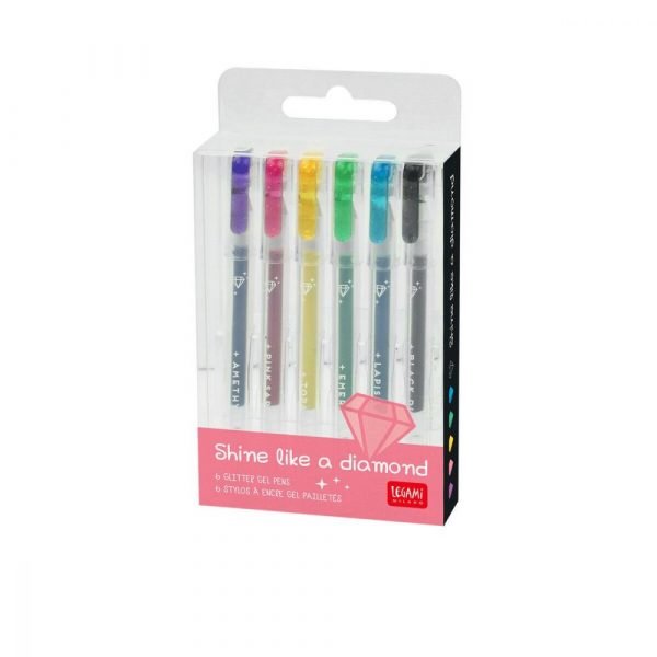 6 MINIS STYLOS ENCRE GEL PAILLETTES