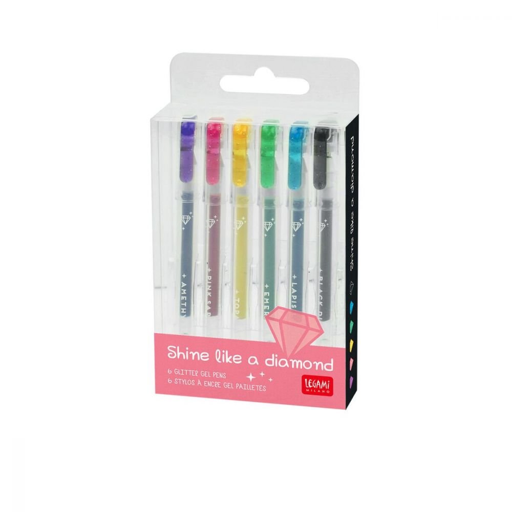 6 MINIS STYLOS ENCRE GEL PAILLETTES