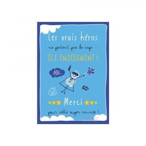 CARTE DOUBLE - LES VRAIS HEROS ENSEIGNENT BLEU