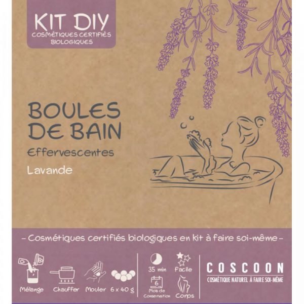 COFFRET DE FABRICATION MAISON DE BOULES DE BAIN EFFERVESCENTES LAVANDE